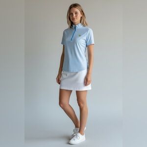 Magnolia Lane Tech Blue Stripe Quarter Zip Golf Top Women’s Medium